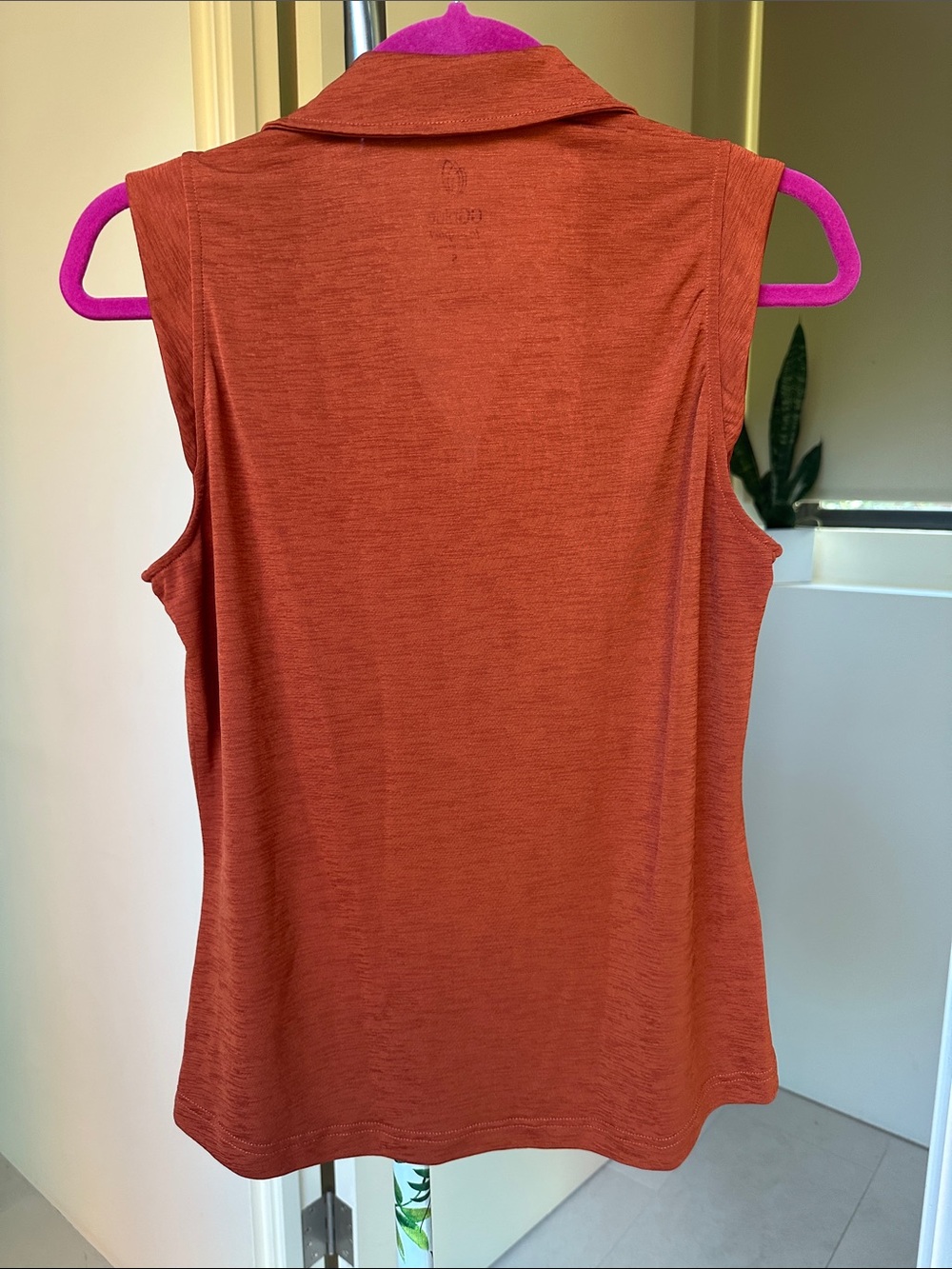 Small Sleeveless GG Blue Sleeveless Polo Tank Top in Gorgeous Burnt Orange - Picture 3 of 5